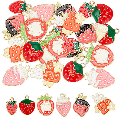 24Pcs 6 Style Zinc Alloy Enamel Pendants ENAM-AR0001-68-1