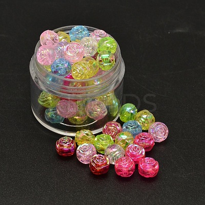 AB Color Plated Flower Electroplated Eco-Friendly Transparent Acrylic Beads PACR-I001-M-1