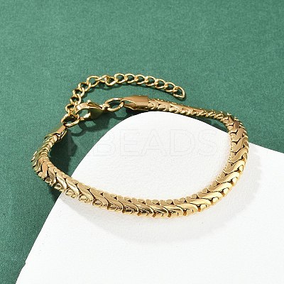 304 Stainless Steel Link Chain Bracelets for Women BJEW-Z143-18G-1