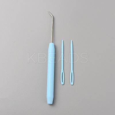 Plastic & Iron Bent Tip Crochet Needle TOOL-WH0159-06B-1
