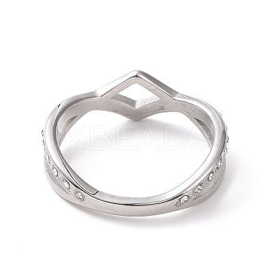 Crystal Rhinestone Wave Finger Ring RJEW-D120-15B-P-1