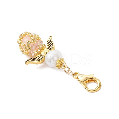 Luminous Acrylic & Handmade Glass Seed Beaded Pendants Decorations HJEW-MZ00379-02-1