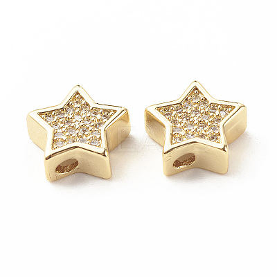 Rack Plating Brass Cubic Zirconia Beads KK-B051-01G-02-1