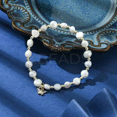 Natural Pearl Beaded Stretch Bracelets BJEW-JB10134-1