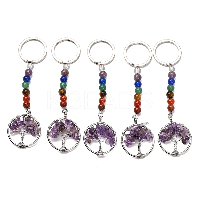 Gemstone and Natural Amethyst Chakra Keychain KEYC-P037-B02-1