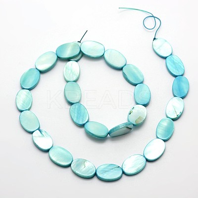 Dyed Oval Natural Freshwater Shell Beads Strands SHEL-E355-11-1
