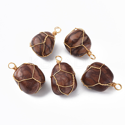 Natural Leopard Skin Jasper Pendants G-N332-50-07-1