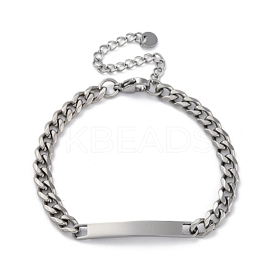 304 Stainless Steel Curb Chains Link ID Bracelets BJEW-K265-03P-1
