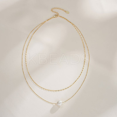 Round Natural Freshwater Pearl Pendant Necklaces NJEW-G153-03G-1