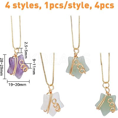4Pcs Natural Mixed Stone Pendants FIND-FH0005-70-1