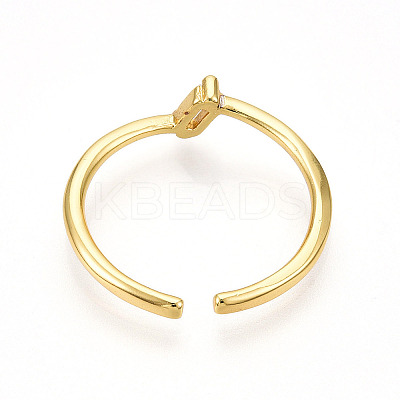 Brass Micro Pave Clear Cubic Zirconia Cuff Rings for Women KK-T070-115-1