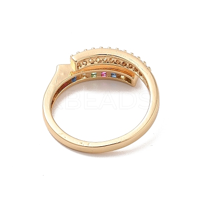 Brass Micro Pave Cubic Zirconia Rings RJEW-R146-15G-1
