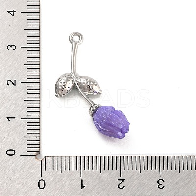 Alloy Resin Flower Pendants PALLOY-U003-06P-01-1