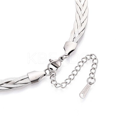 7MM 304 Stainless Steel Braided Herringbone Chain Necklaces NJEW-N058-19P-1