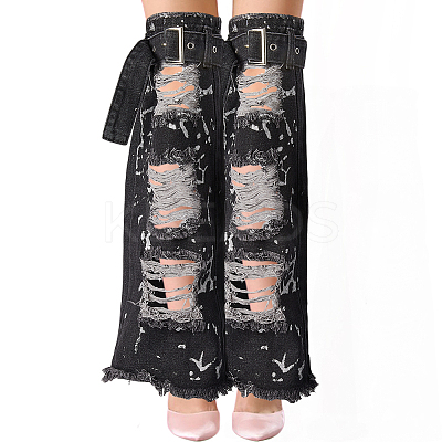 Denim Fabric Ripped Leg Sleeves AJEW-WH20060-26-1