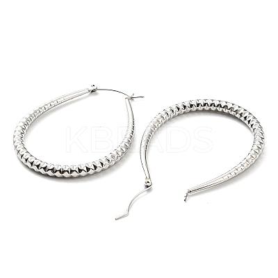 Non-Tarnish 304 Stainless Steel Textured Teardrop Hoop Earrings EJEW-B023-19P-1