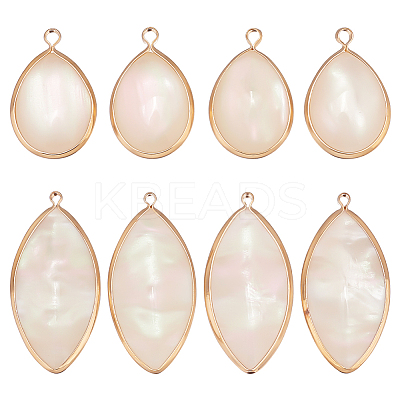 8Pcs 2 Styles Resin Imitation Shell Pendants KK-BC0012-02-1