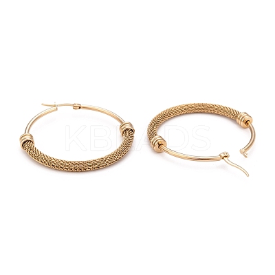 304 Stainless Steel Mesh Hoop Earrings EJEW-O096-09D-G-1