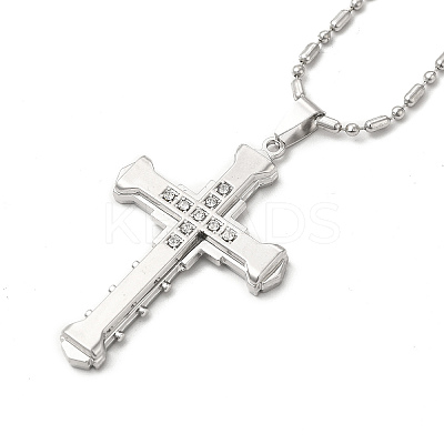 Alloy Cross Pandant Necklace with Link Chains NJEW-K245-003P-1