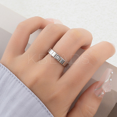 304 Stainless Steel & Cubic Zirconia Finger Rings FS-WG10832-14-1