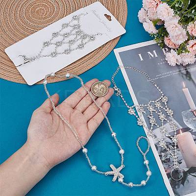 4Pcs 2 Styles Alloy Clear Rhinestone Anklets for Women AJEW-BBC0002-39-1