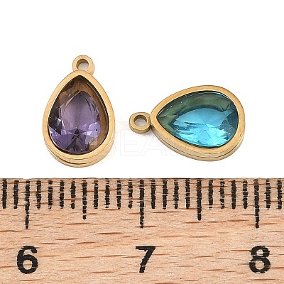 Plated 304 Stainless Steel & Glass Pendants GL-CBA5A59-01G-1