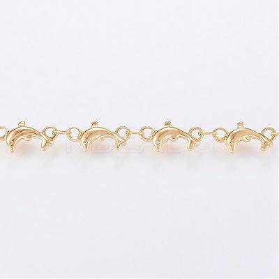 Handmade Ion Plating(IP) 304 Stainless Steel Bar Link Chains STAS-G038-23G-1