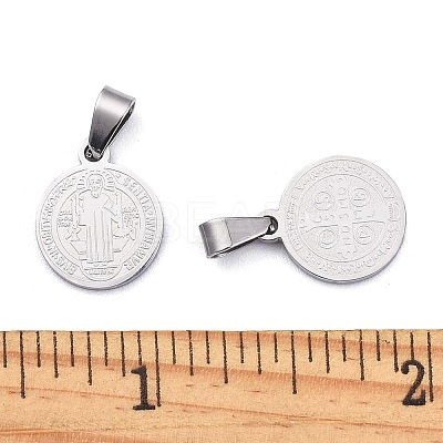 Non-Tarnish Flat Round with San Benito & Word 304 Stainless Steel Charms LS-STAS-I036-03C-1