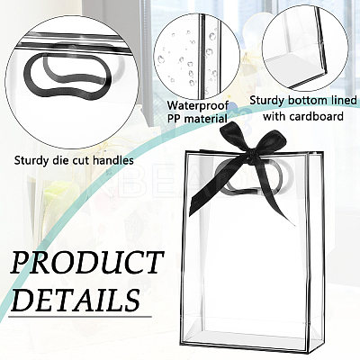 24Pcs Rectangle PVC Gift Bags with Hole Handle for Candy ABAG-BC0001-64-1