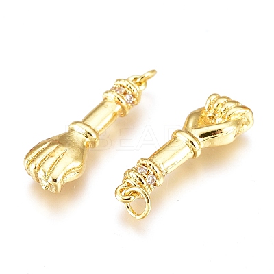 Brass Micro Pave Clear Cubic Zirconia Pendants KK-I674-16G-1