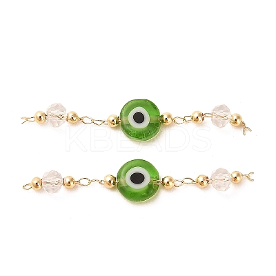 Handmade Evil Eye Lampwork with Glass Handmade Beaded Links Connectors KK-M266-09G-03-1