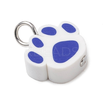 Handmade Polymer Clay Dog Paw Prints Pendants PALLOY-JF03804-1
