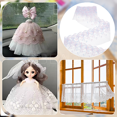 5 Yards Polyester Embroidery Shell Lace Ribbon OCOR-BC0006-66B-1