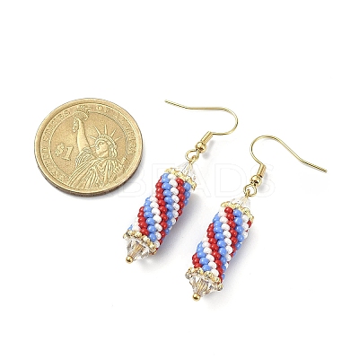 Glass Seed Braided Column Dangle Earrings EJEW-MZ00060-01-1