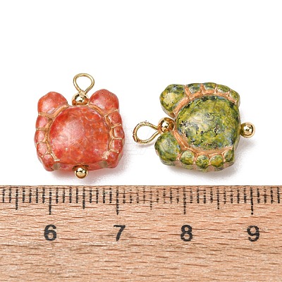 Baking Paint & Golden Metal Enlaced Glass Pendants GL-CBA010C-04G-1