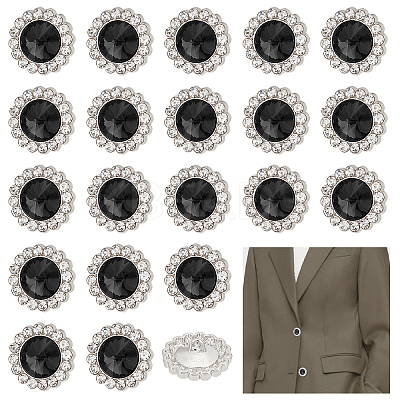 1-Hole Zinc Alloy Rhinestone Shank Buttons DIY-GA0003-59B-1