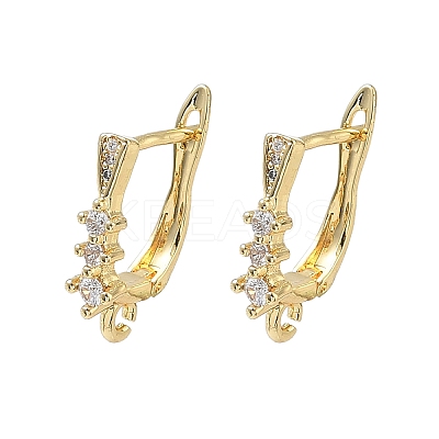 Brass Micro Pave Clear Cubic Zirconia Hoop Earring Findings KK-Z143-05G-1