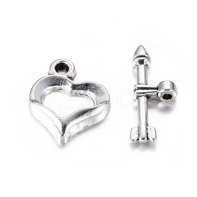 Tibetan Style Alloy Heart Toggle Clasps X-LF1109Y-NF-1