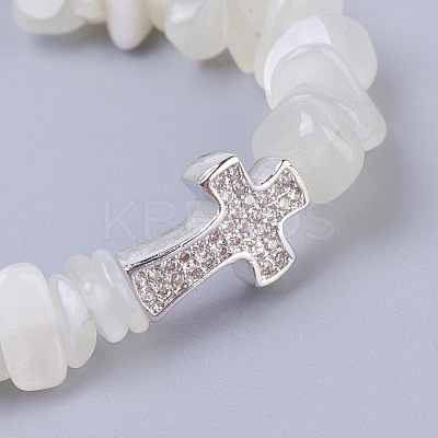 Natural White Moonstone Beads Stretch Bracelets BJEW-JB03926-10-1