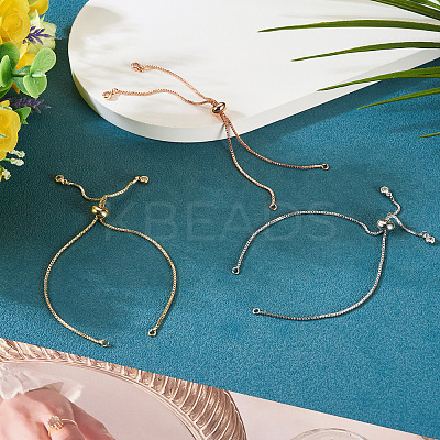 3Pcs 3 Colors Brass Box Chain Slider Bracelet Making KK-TA0003-12-RS-1