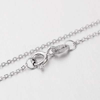 Anti-Tarnish Electroplated Rhodium Plated Sterling Silver Cable Chain Necklaces X-NJEW-N0048-39-18-1