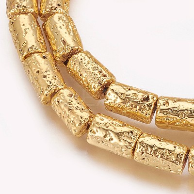 Electroplated Natural Lava Rock Beads Strands G-P400-03G-1