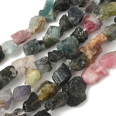 Raw Rough Natural Multicolor Tourmaline Beads Strands G-M453-C09-1