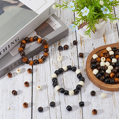200Pcs 4 Colors Natural Wooden Beads WOOD-SC0001-74-1