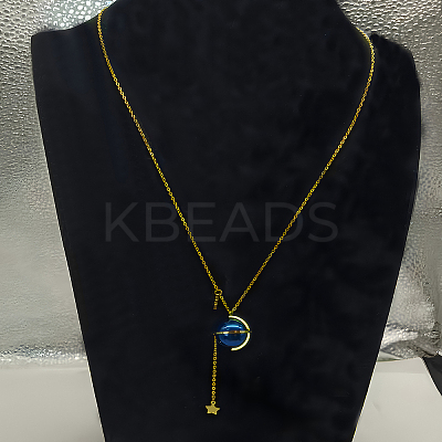 Stainless Steel Blue Planet Pendant Necklaces for Daily Wear and Parties QY7918-1
