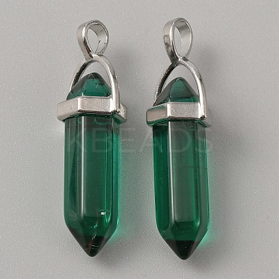 Glass Double Terminal Pointed Pendants G-WH0016-40D-1