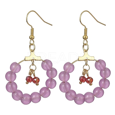 Imitation Jade Glass Beaded Ring Dangle Earrings EJEW-JE05568-05-1