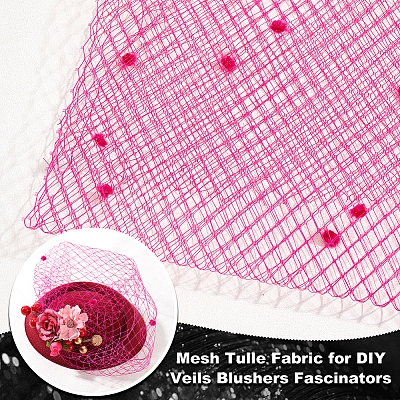 Polyester Birdcage Bridal Veil Netting with Chenille Dot AJEW-WH0471-103C-05-1