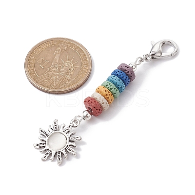 Sun Alloy & Cat Eye Pendant Decoration HJEW-JM01593-03-1