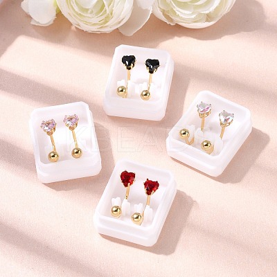 304 Stainless Steel Heart Stud Earrings EJEW-F396-04B-G-1